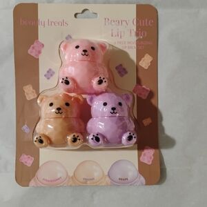 Beary Cute Lip Trio - Pink, Peach, Lavender Bear Lip Balms